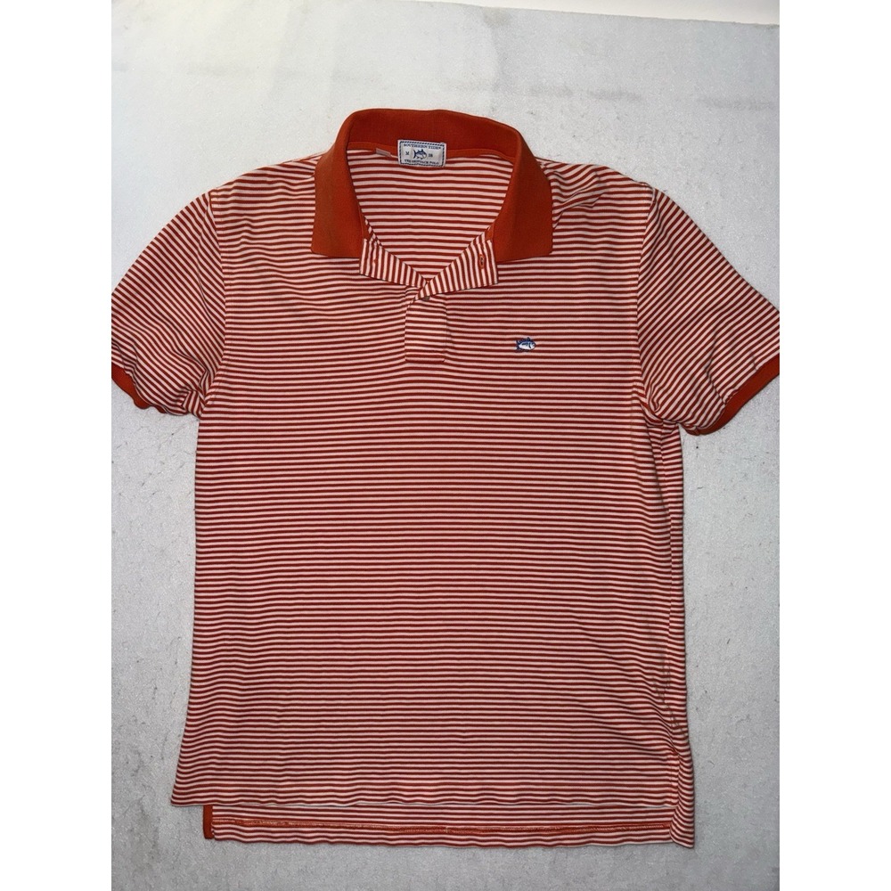 Men Southern Tide The Skipjack Polo Golf Polo Shirt Size M Orange‎ Stripe